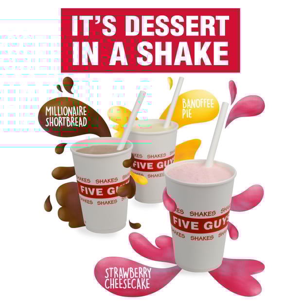 Five Guys Dessert Shakes, available for a limited time only.