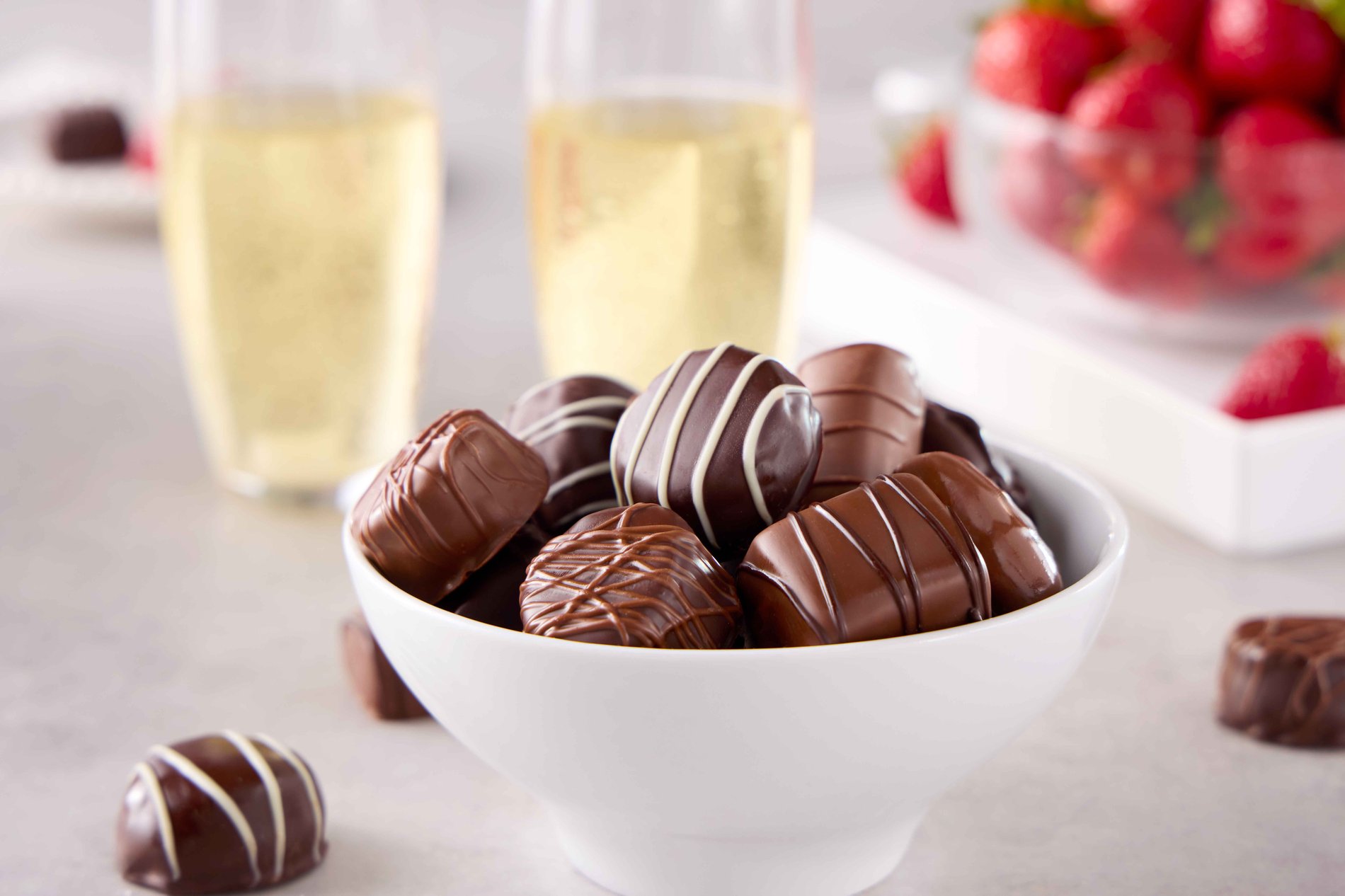 valentines day chocolates in a bowl