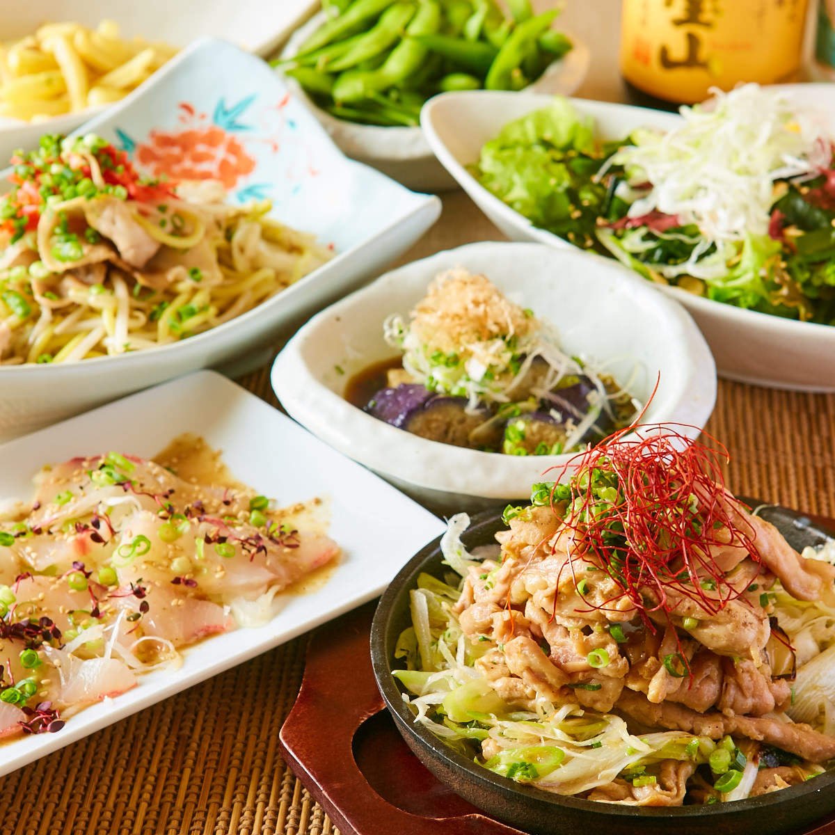 ■梅-ume■せせり鉄板味噌焼き・ごまぶり等!お薦め柚月のお手軽宴会コース【2時間飲み放題付】7品 3000円