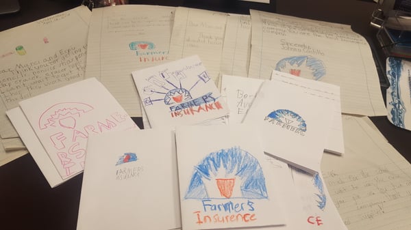 Thank you cards from Mr. Hernandez's class at Bertrand Elementary