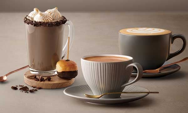Takeout coffee and hot drinks from Mugg & Bean Matlosana Mall Klerksdorp including our famous cappuccino, Bottomless Filter Coffee, and Marshmallow Cookies & Cream Hot Chocolate