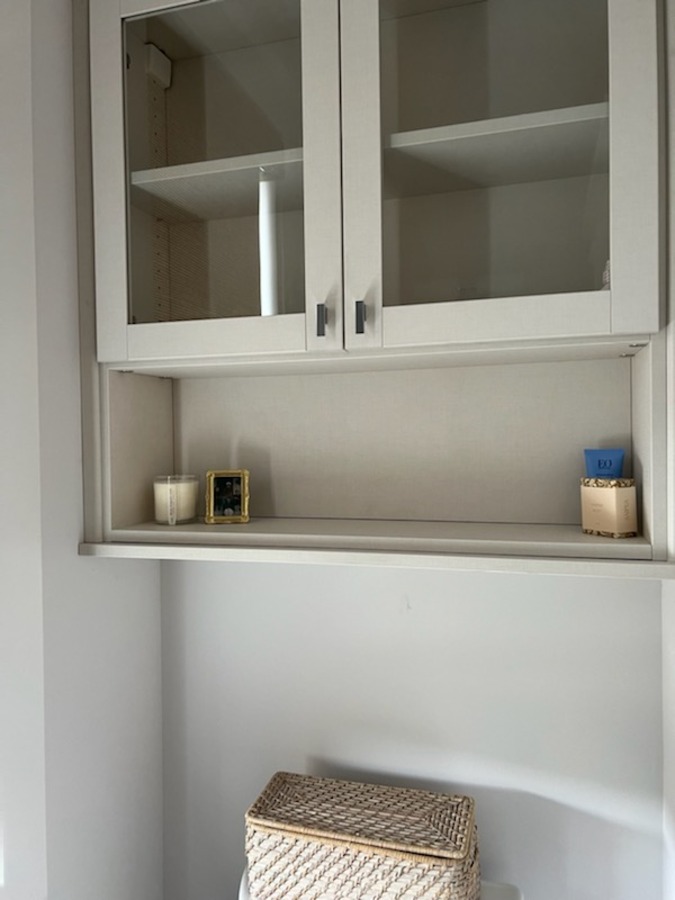 Custom Bathroom Storage Custom bathroom storage with glass cabinets