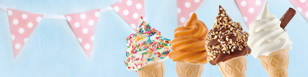 4 soft ice on blue background