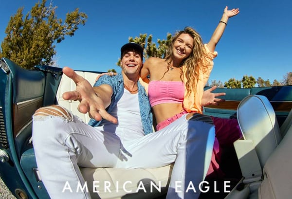 man and woman wearing american eagle clothing