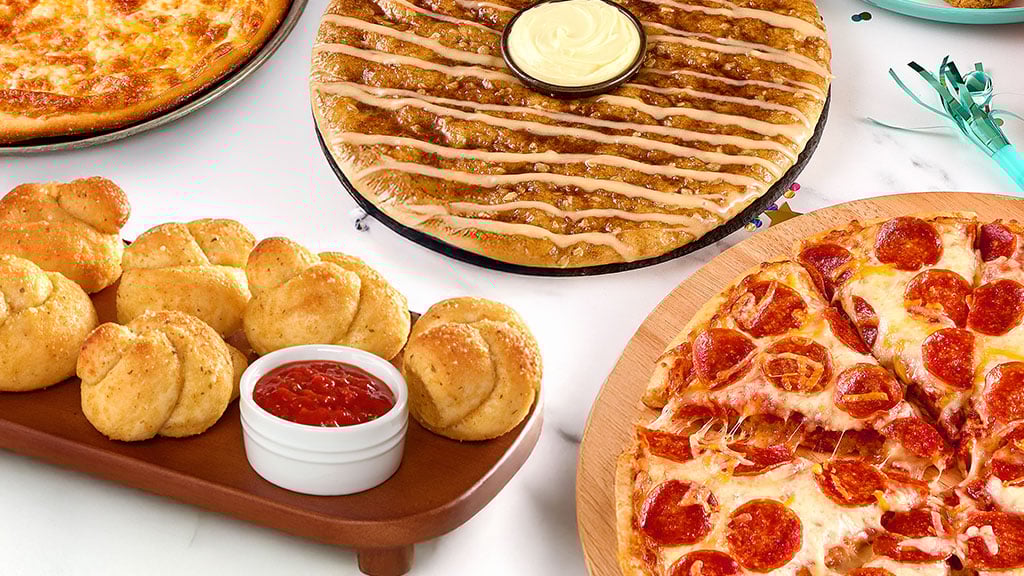 Papa Murphys take and bake desserts, sides, and medium cheese and pepperoni pizzas.