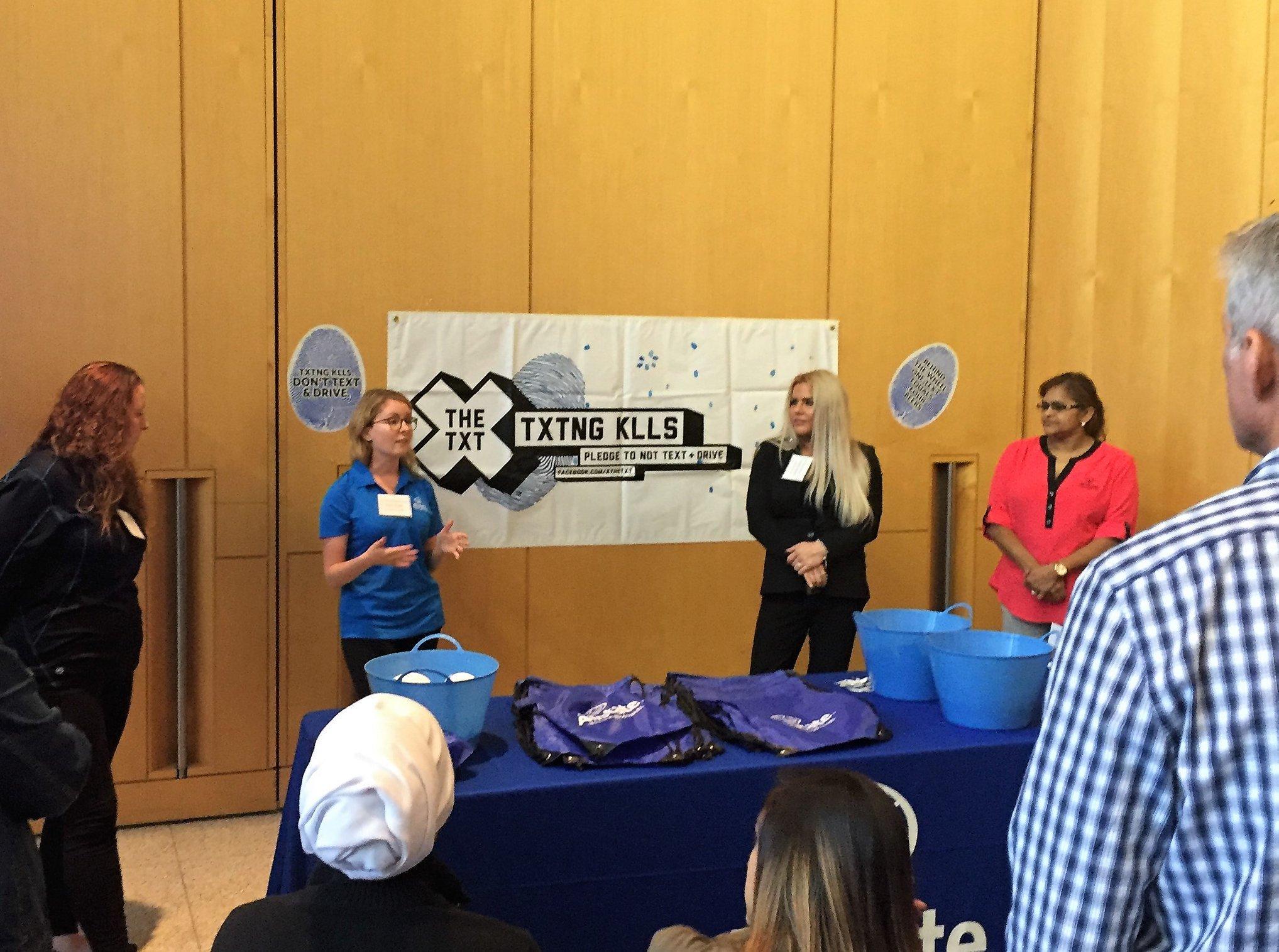 Agency owner Sharlene Wulleman teamed up with Allstate and TeenDrive to help educate students on the dangers of distracted driving