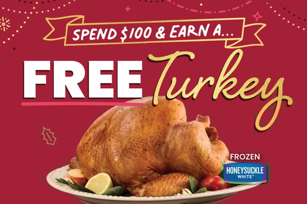 spend one hundred dollars and earn a free turkey