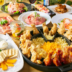 『プレミアム』選べる2種類のメイン付!お肉にチーズたっぷり 3時間飲み放題付き【9品4500円】