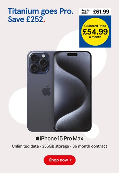Tesco Mobile iPhone 15 Pro Max Clubcard Price  Deals Shop now