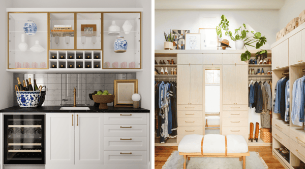 Save up to 20% Custom wine bar and walk-in closet by California Closets