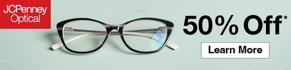 50% off a complete pair of glasses at JCPenney Optical