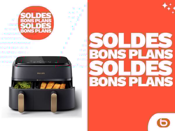 Airfryer PHILIPS NA352/00 Friteuse sans huile double panier Noir/Doré, Série 3000 9L (3+6L)