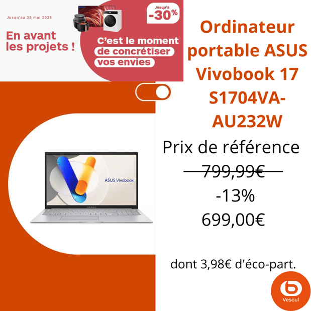 Ordinateur portable ASUS Vivobook 17 S1704VA-AU232W