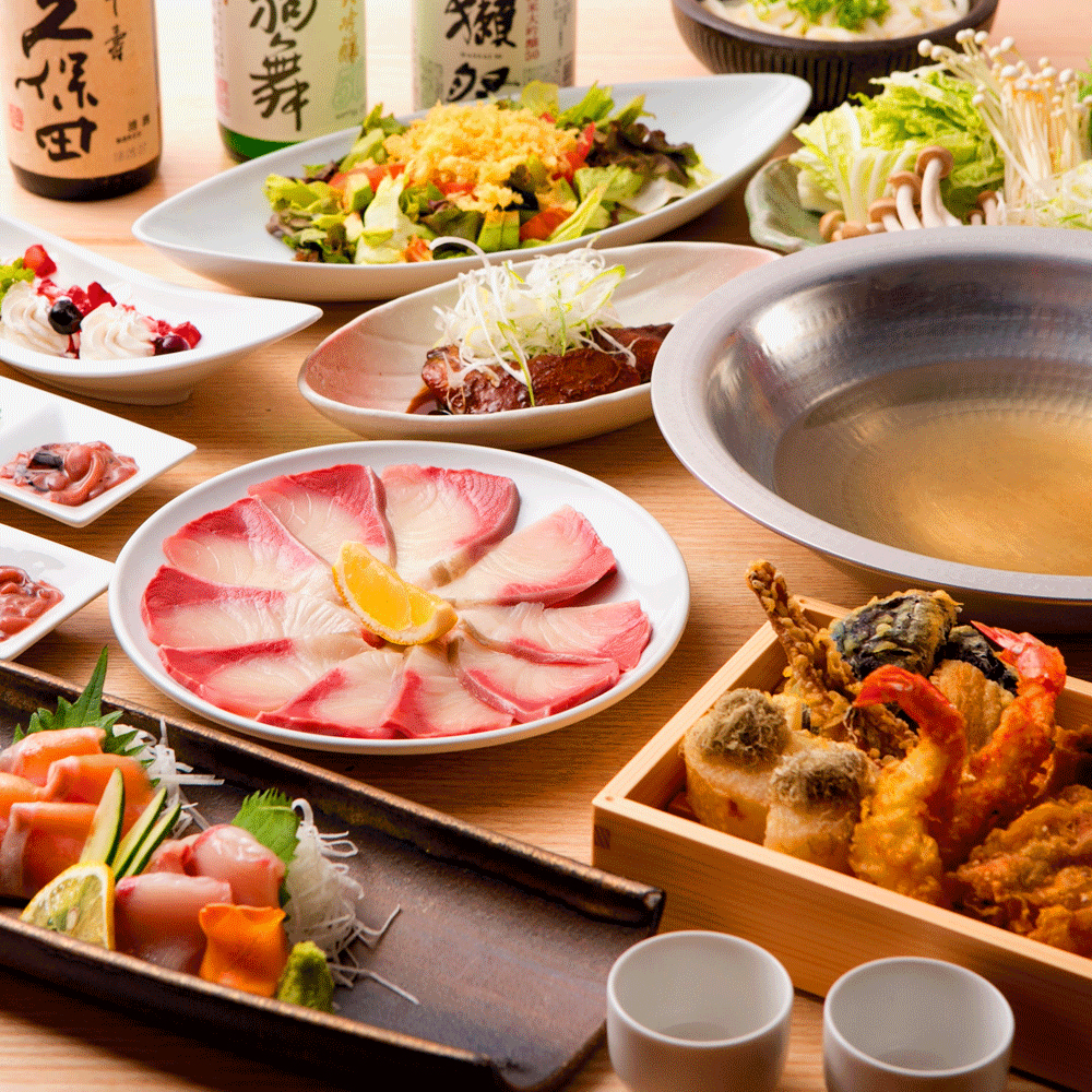 凜花コース■3時間飲み放題■豪華天ぷらとローストビーフ 牛タン付き最上級プラン【12品4980円】