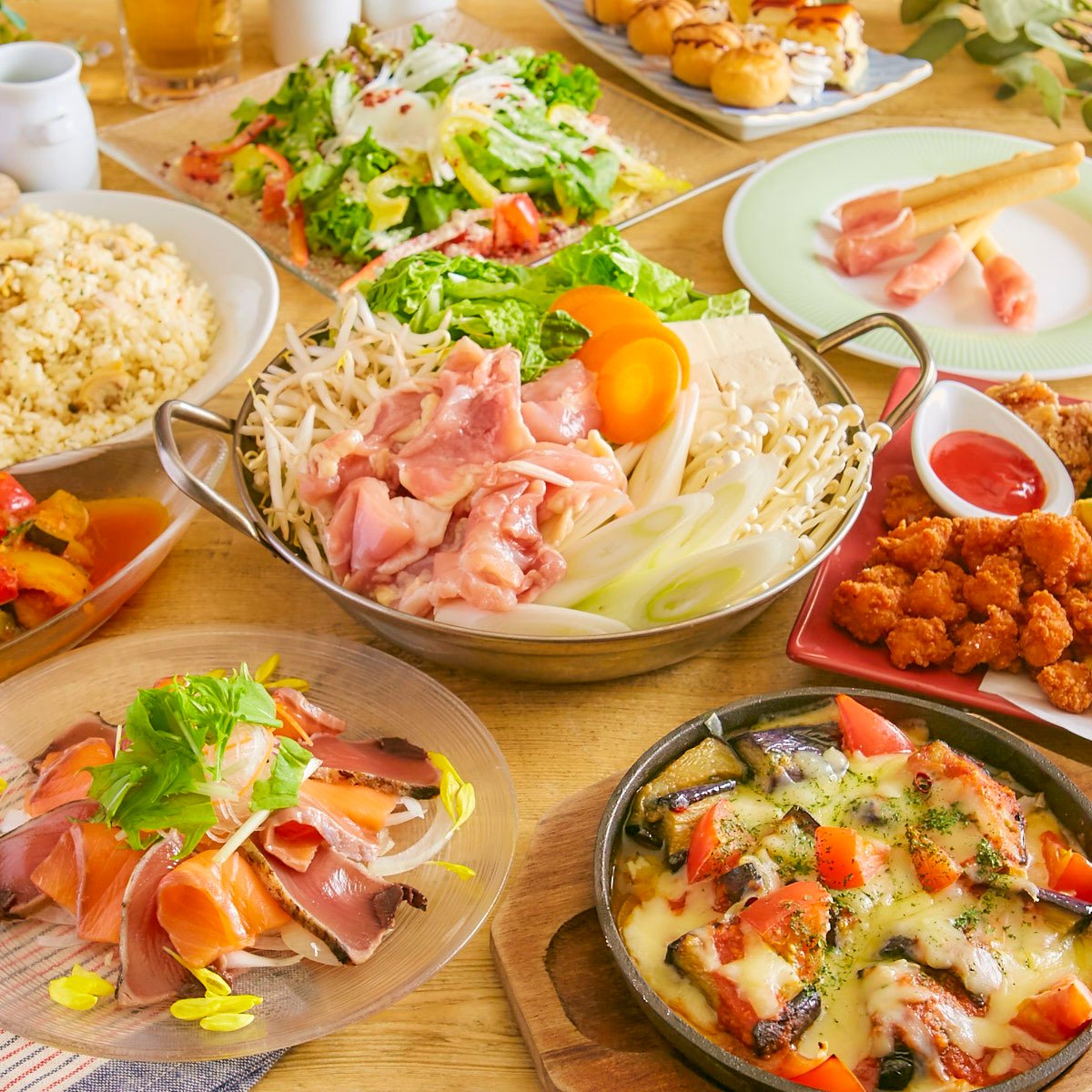 ★3/4スタート【女子会】チーズ野菜たっぷり♪選べるメインで女子会 3時間飲み放題付7品3500円