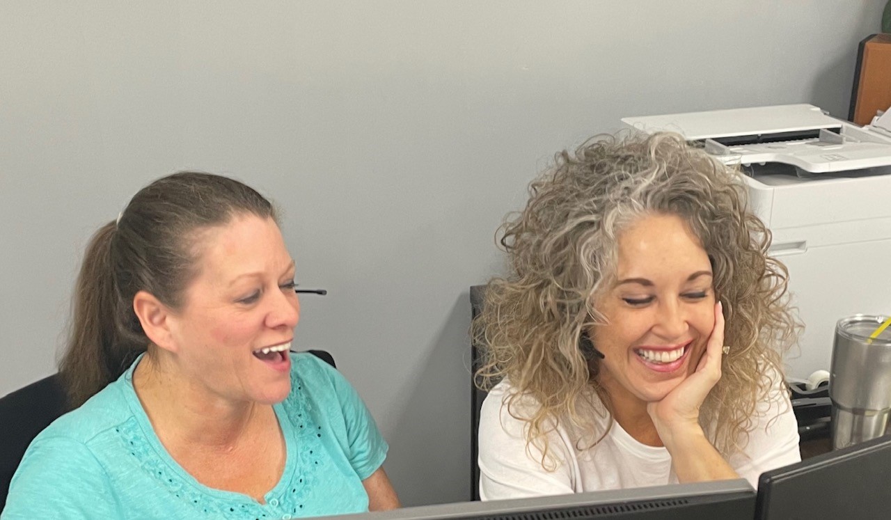 Teresa and Sandra having fun at work!