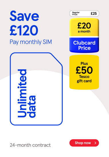 Get a £50 Tesco gift card with frozen Clubcard prices at Tesco Mobile, Shop now!