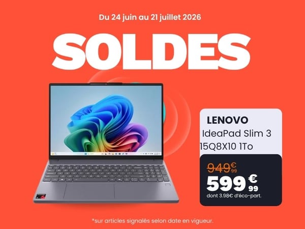 découvrez le Ordinateur portable LENOVO IdeaPad Slim 3 15Q8X10 1To dans votre magasin Boulanger Merlimont