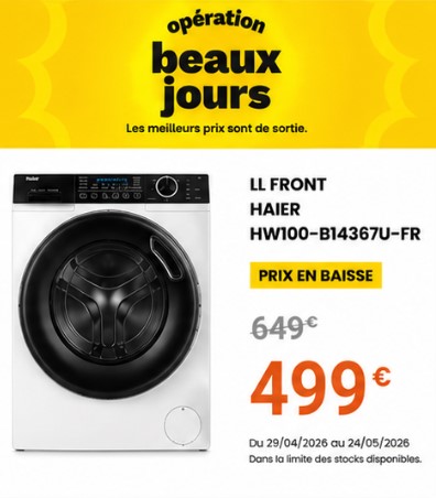 Lave linge hublot HAIER HW100-B14367U-FR