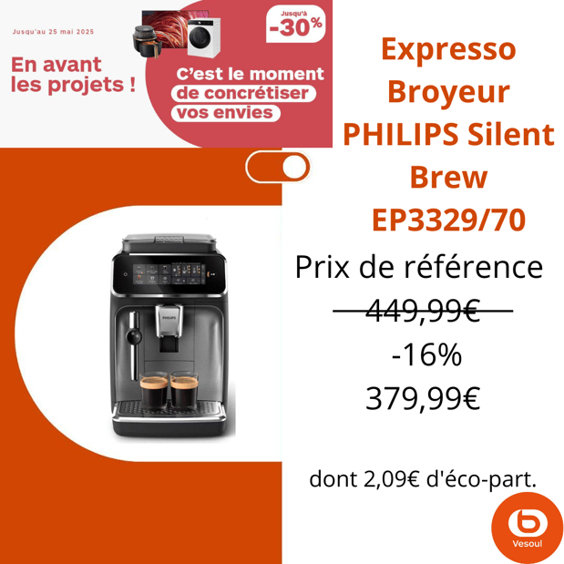 Expresso Broyeur PHILIPS Silent Brew EP3329/70