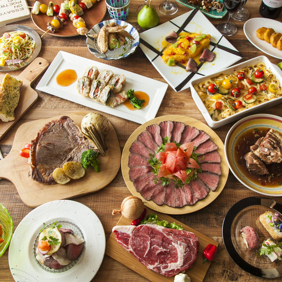 『肉バル女子会コース』■絶品肉料理満載の肉バルコース■3時間飲み放題付【8品3280円】