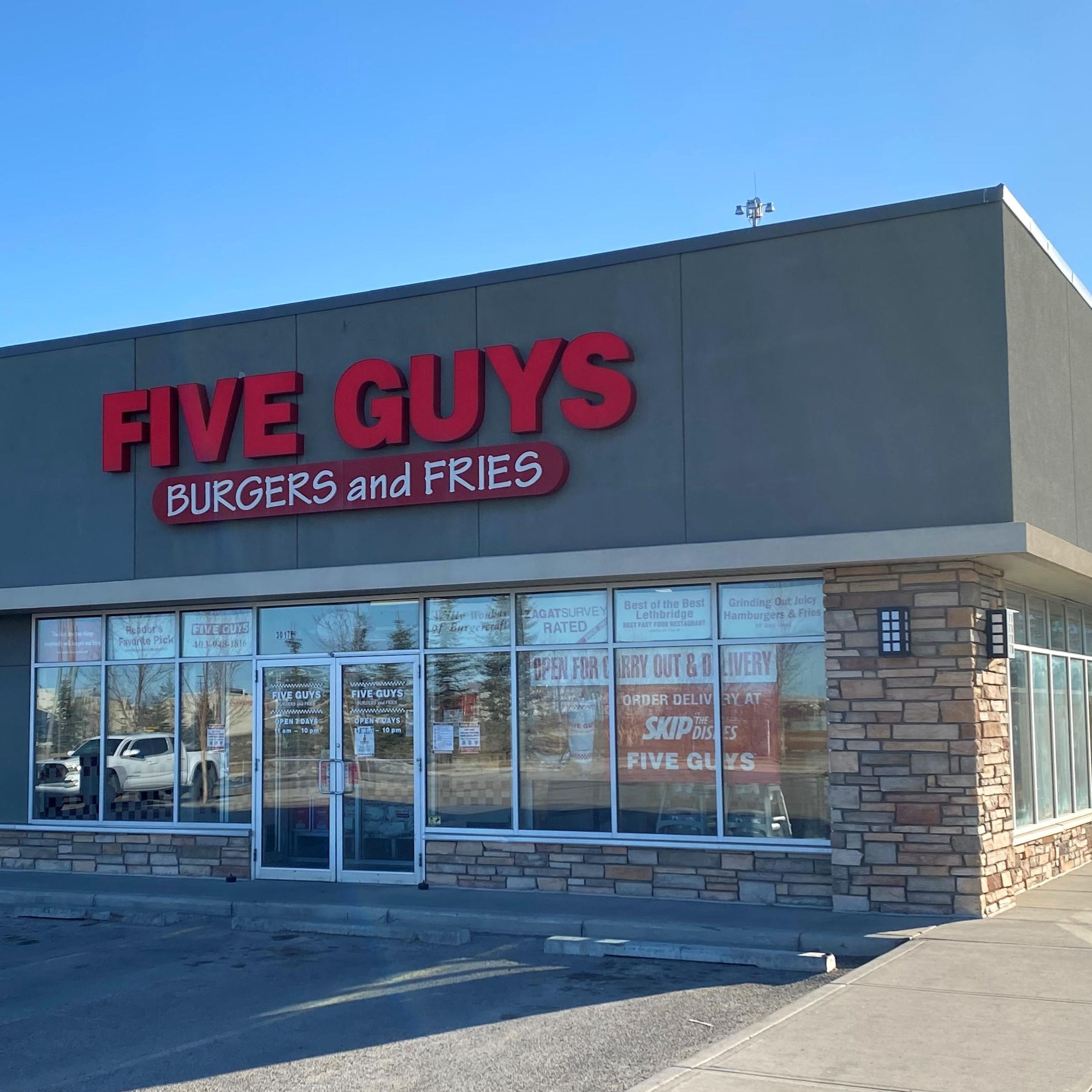 Five Guys at 100 Sierra Springs Drive in Airdie, Alberta, Canada.