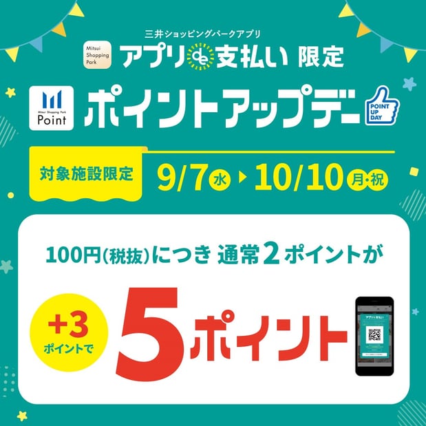 ☆三井ショッピングパークポイントがたくさん貯まる!お得なキャンペーンのお知らせ☆