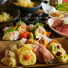 庵コース■3時間飲み放題■創作天ぷらやハラミステーキを堪能プラン♪忘年会にも◎【9品4480円】