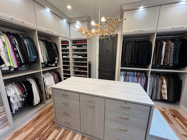 Custom walk-in closet by California Closets Charlotte in North Carolina Custom walk-in closet by California Closets Charlotte in North Carolina
