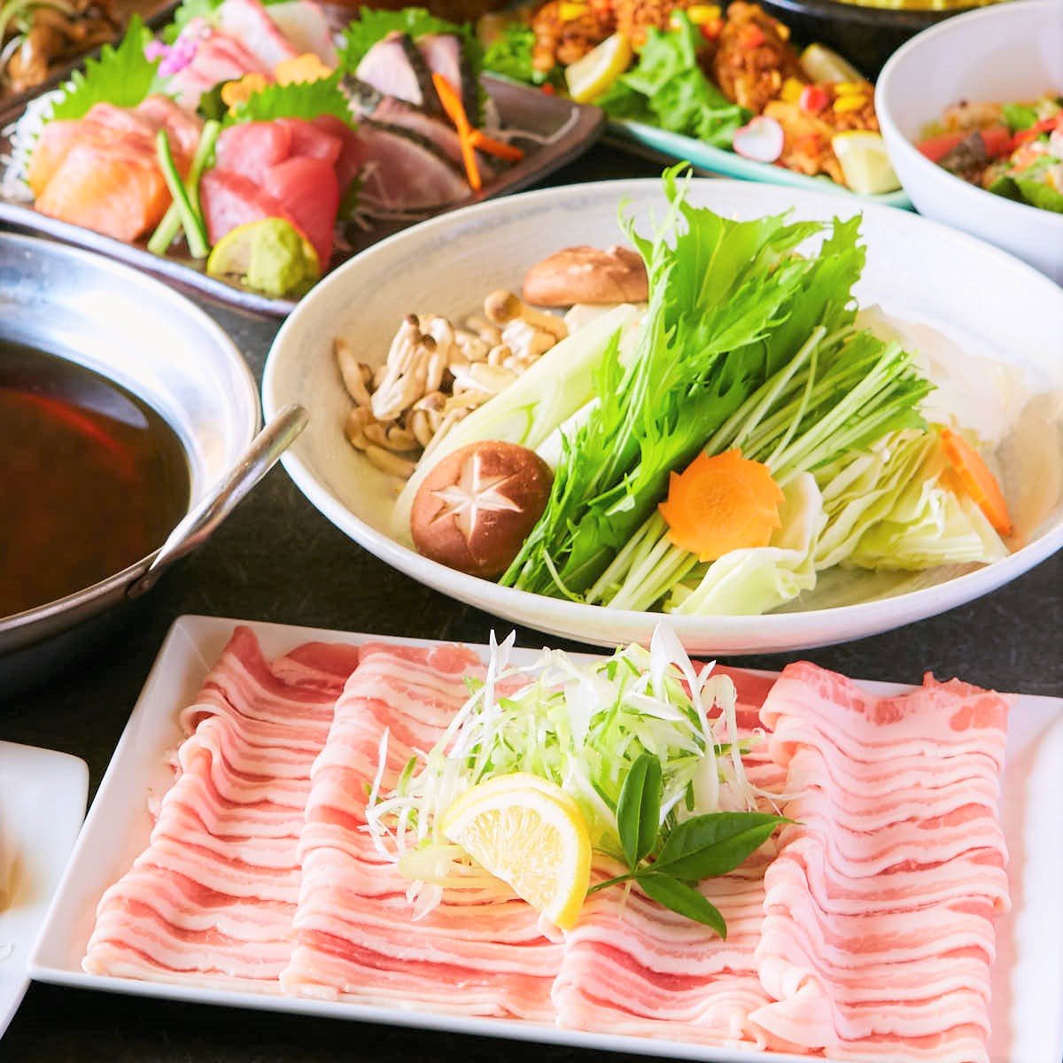 ■2020■金目鯛の開き*豚ロースしゃぶしゃぶ付き!新年特別コース【2時間飲み放題付】6品 2020円