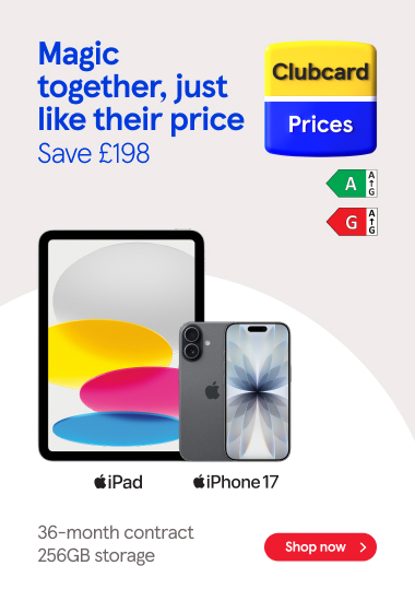 Save on iPhone deals with frozen Clubcard prices at Tesco Mobile, Shop now!