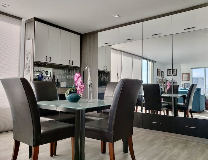 Mirrored Storage Unit Dining Room Mirrored Storage