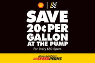 Ahorra 20¢ Por Galón Por Cada $50 Gastados* - Con Speed Perks en Estaciones Shell participanes por tiempo limitado. *Ver detalles.