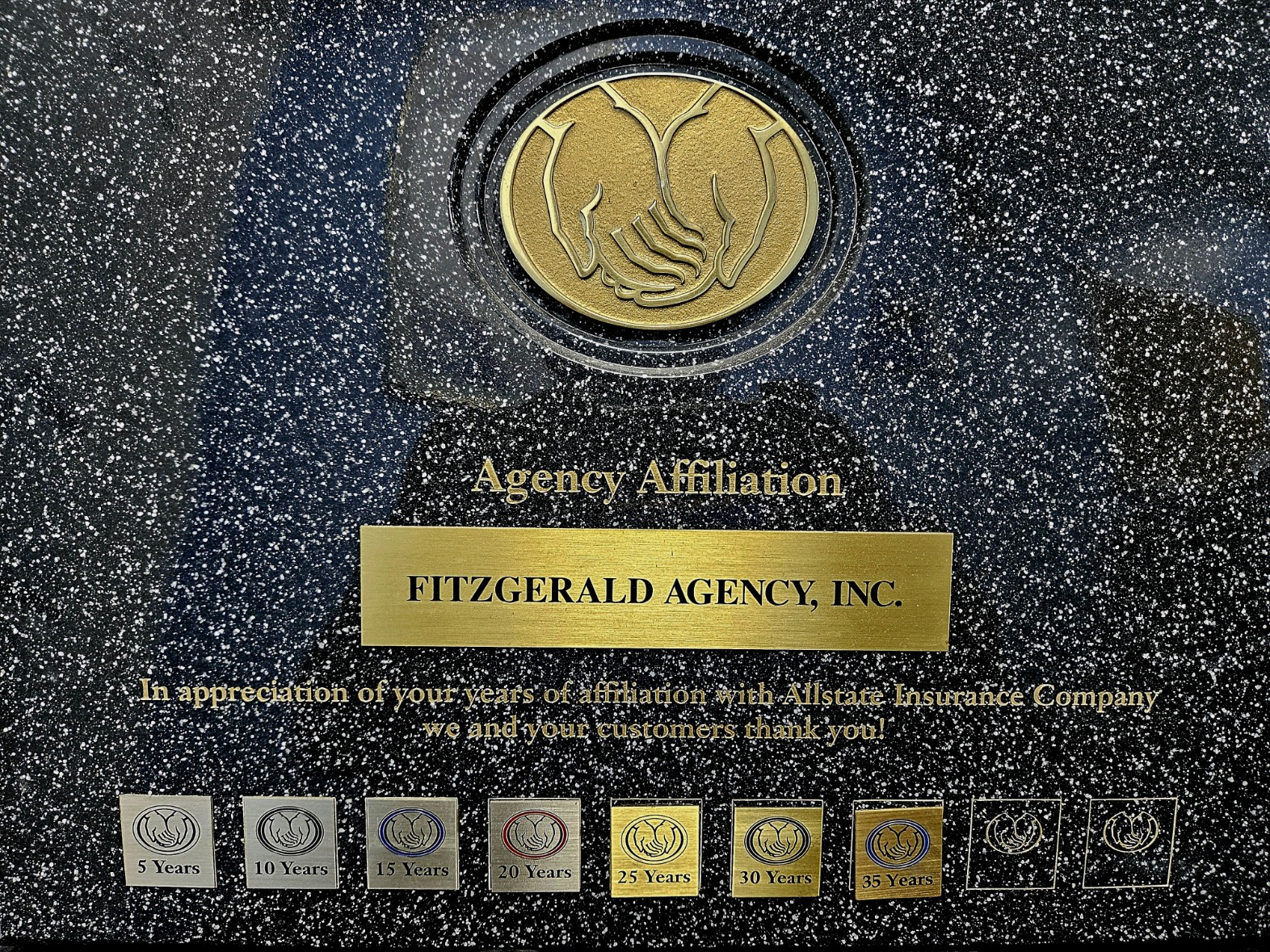 35th Year Anniversary Plaque. My career as an Agent began in June of 1988.