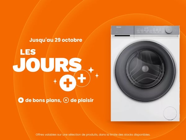 Lave linge hublot HAIER HW100-B14367U-FR - 10 kg - 1400 tr/min - Classe A - Moteur induction direct drive - Connecté