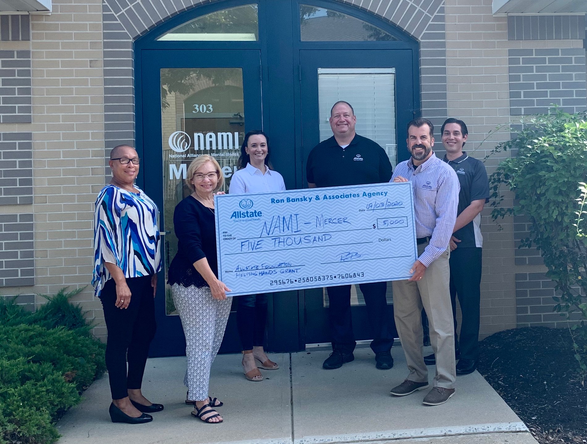 Our agency was recognized by the The Allstate Foundation with a $5,000 Helping Hands grant for NAMI Mercer as a result of our team's support and participation in their NAMIWalks Your Way event.