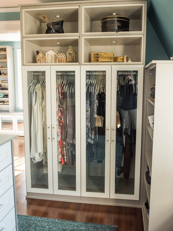 Beautiful Glass Doors Reach in wardrobe
