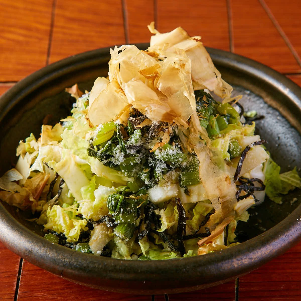 野沢菜漬けと白菜のマタギサラダ