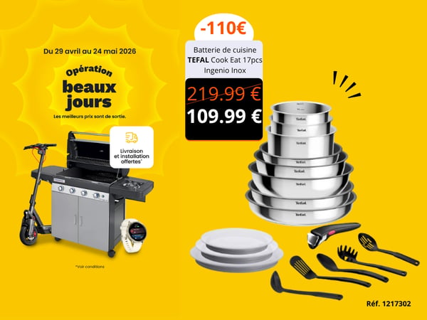 Batterie de cuisine TEFAL Cook Eat 17pcs Ingenio Inox