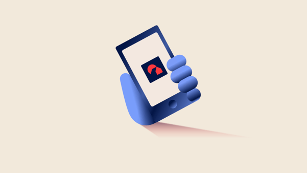 Illustration of a hand holding a mobile phone