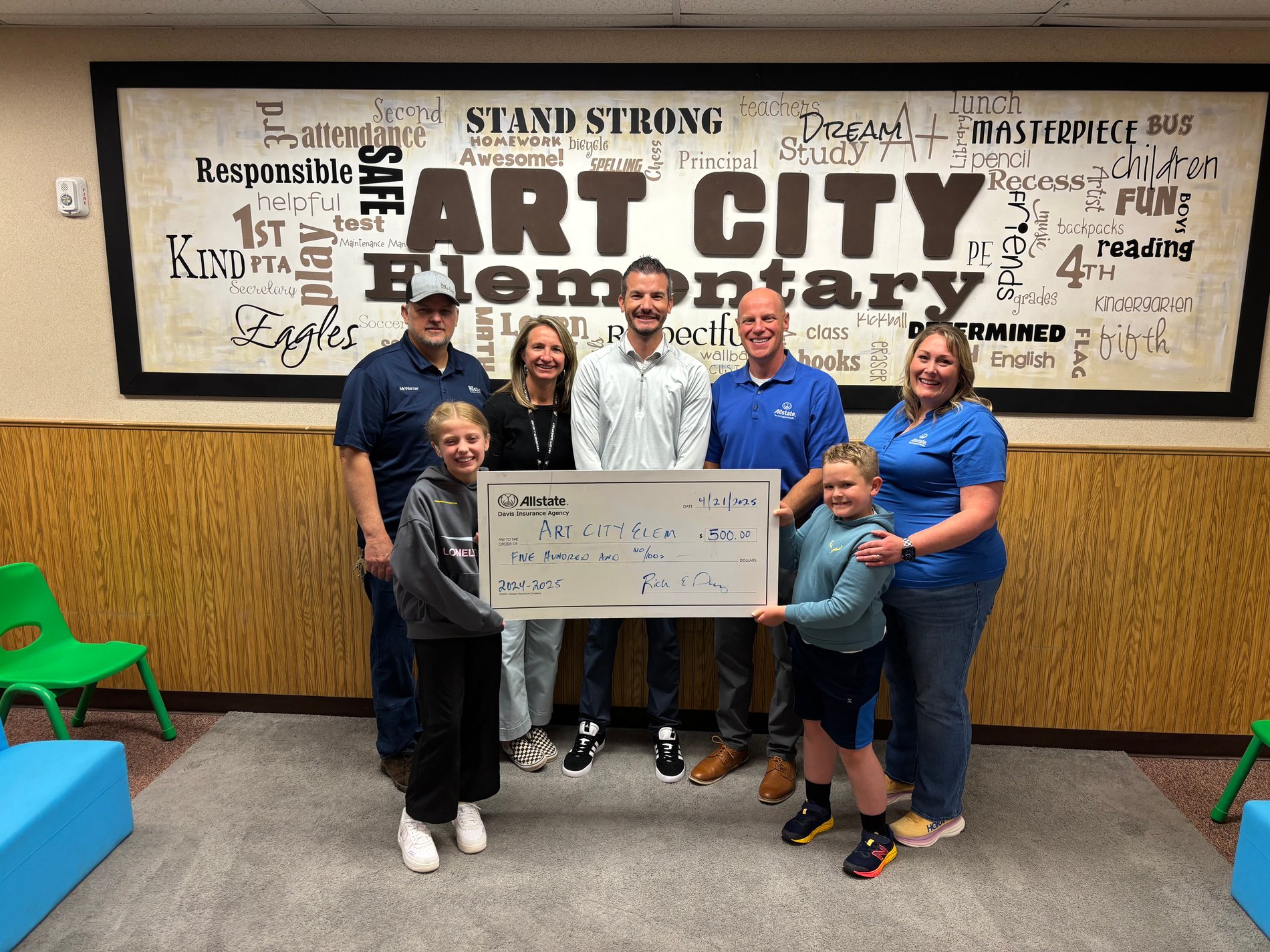 Allstate Good Hands in the Community grant of $500 to a local elementary school.