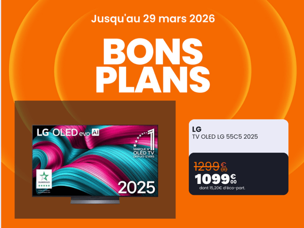 Bon plan - TV OLED LG 55C5 2025 à 1099€