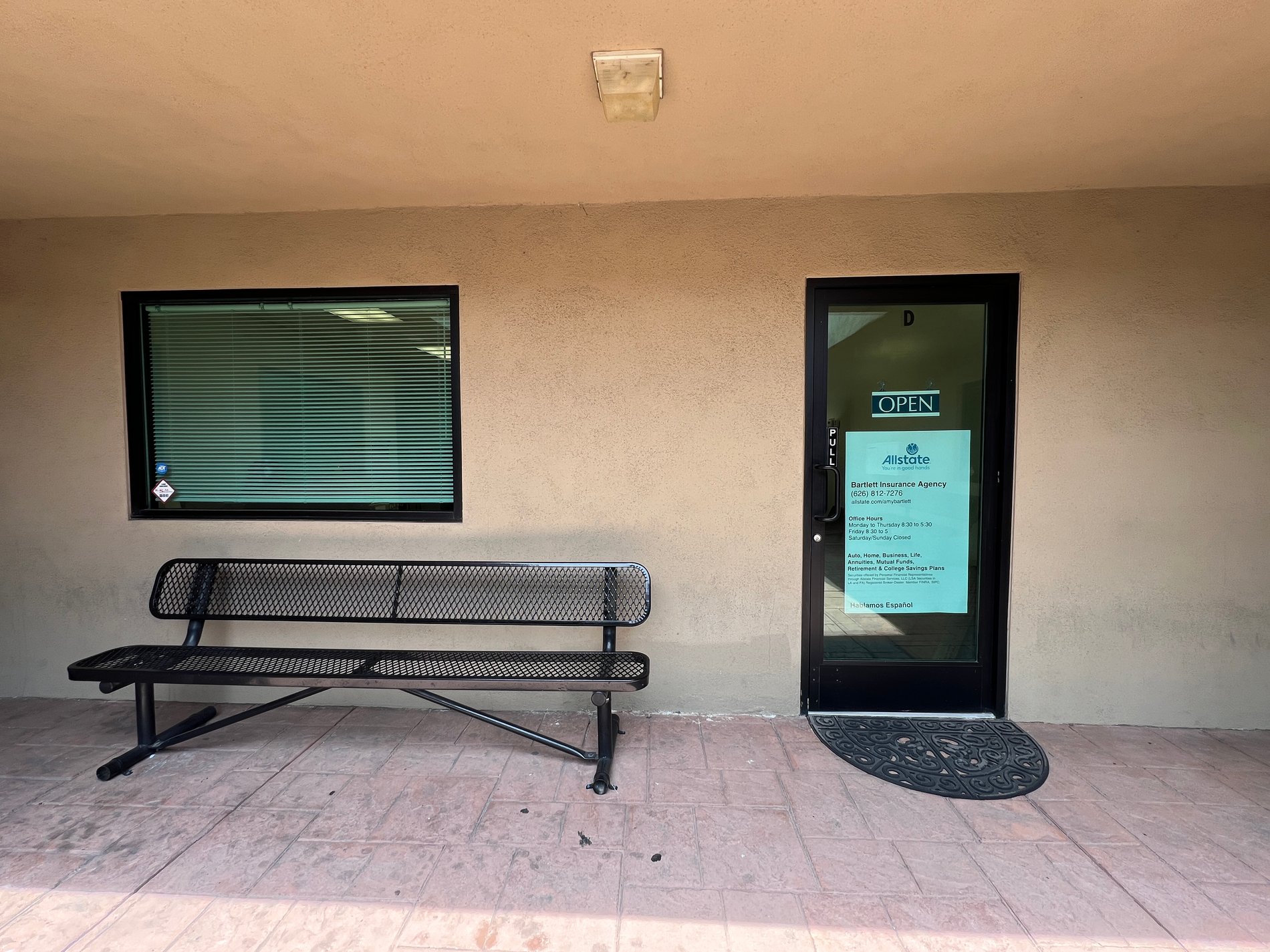 Office entrance. Allstate window decals coming soon!