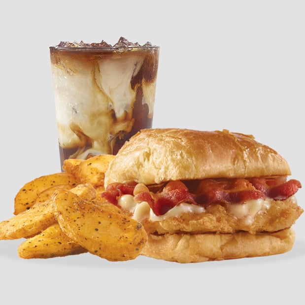 Wendy's Maple Bacon Chicken Croissant, Seasoned Potatoes & Frosty-ccino