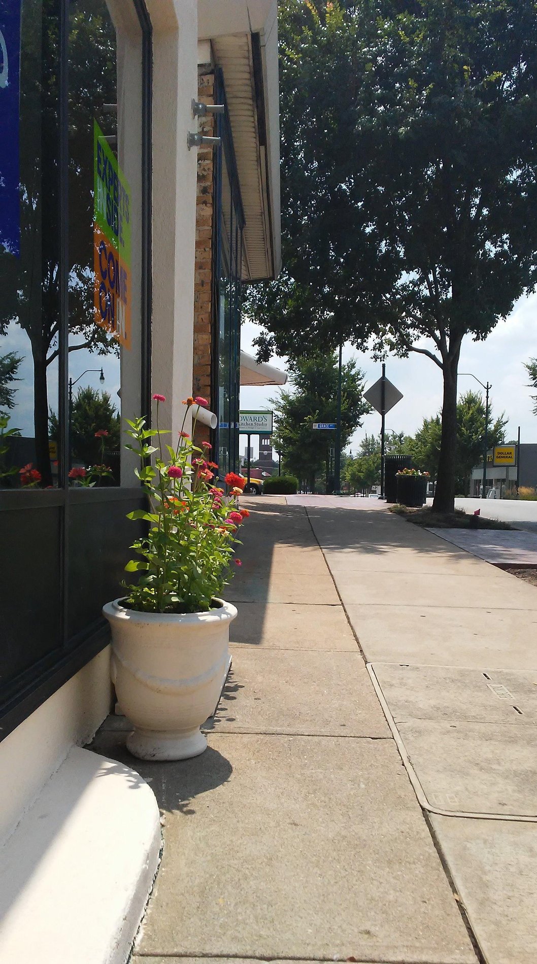Office exterior with flowers