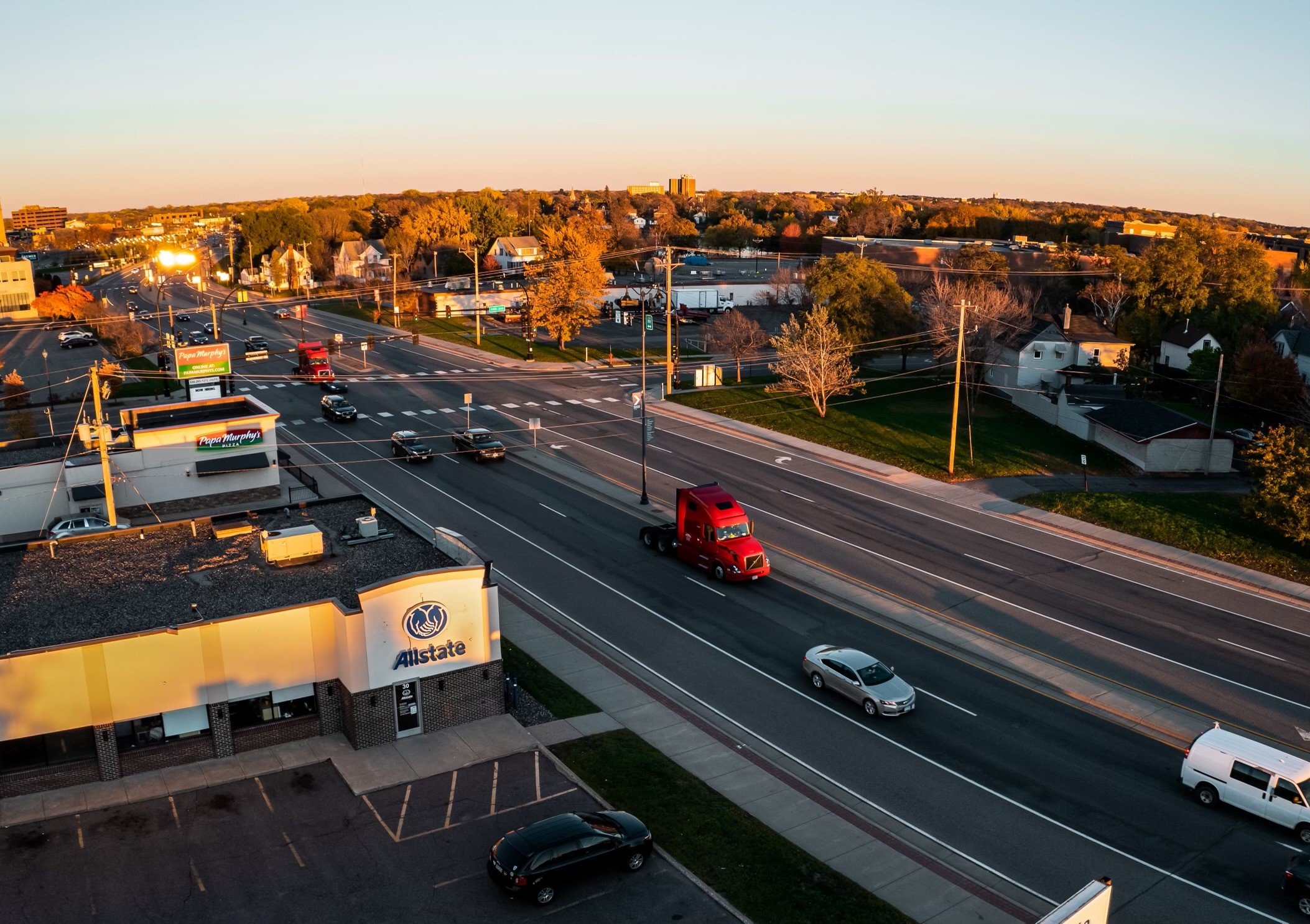 Drone phone looking east on Division St. towards Lake George.