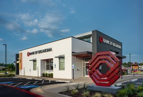 Exterior of Bank of Oklahoma branch located at 1520 N. 9th St., Broken Arrow, OK 74012.
