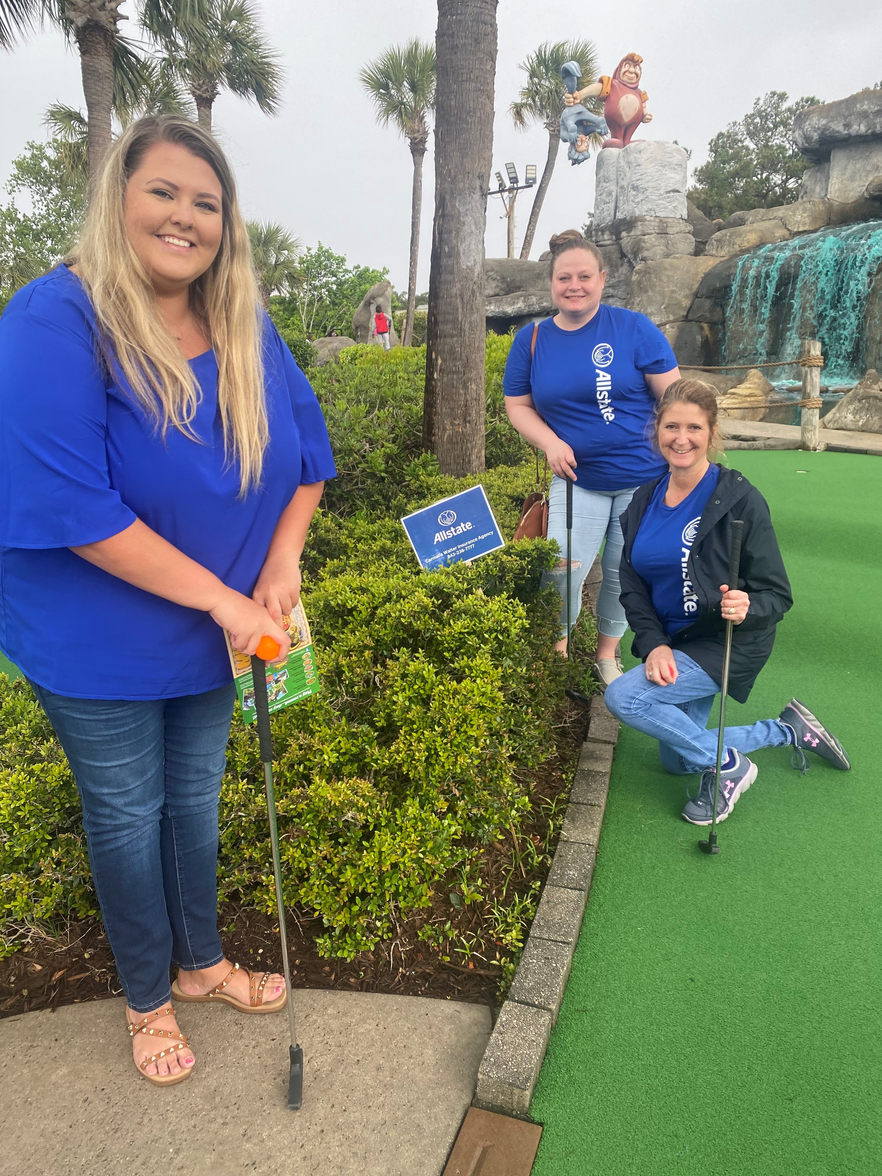 Carmella Walter Agency/Allstate Team participated in Mini Golf Tournament April 22. 2023 in Myrtle Beach, SC hosted by the Myrtle Beach Sunrise Rotary Club to benefit the Boys and Girls Club of Myrtle Beach. It was rainy day, but we weathered through it! Such fun was had by all!