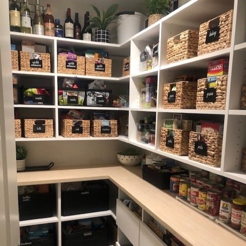 Custom Pantry with Counter Custom built and locally made kitchen pantry by California Closets San Diego, California.