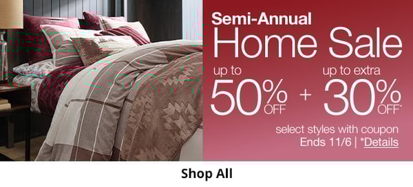 Save up to 50% off plus an extra 30% off during JCPenney's Semi-Annual Home Sale